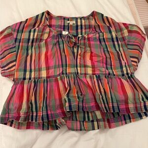 Pilcro Multicolor Plaid Blouse